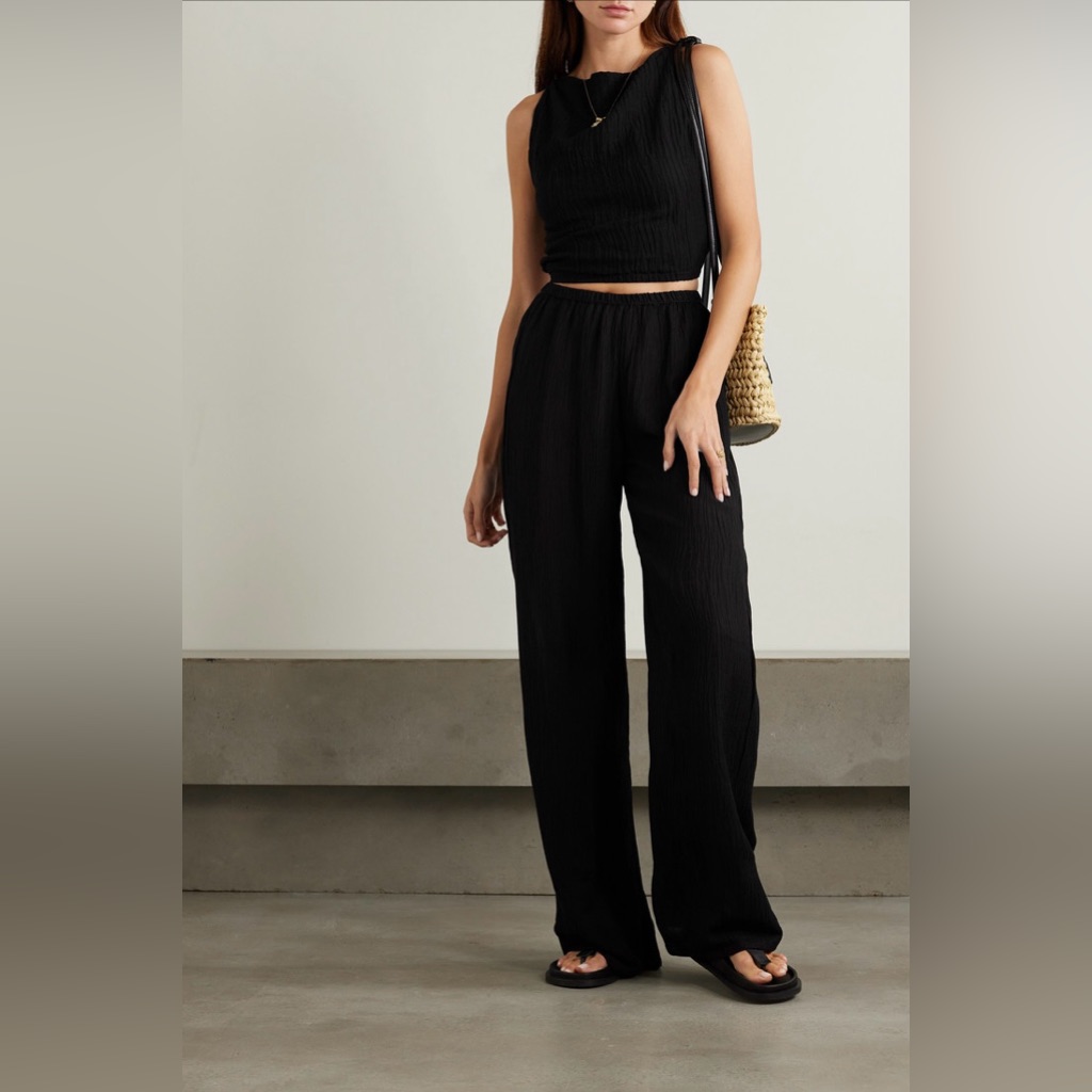 Faithfull The Brand Melia Crinkled Linen-Blend Straight-Leg Pants